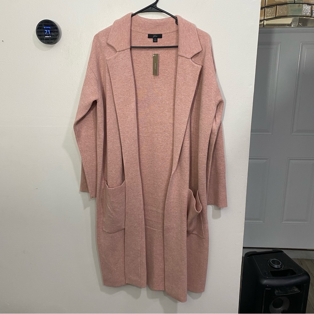 J Crew Ella Open Front Wool Blend Cardigan Pink Small AD753